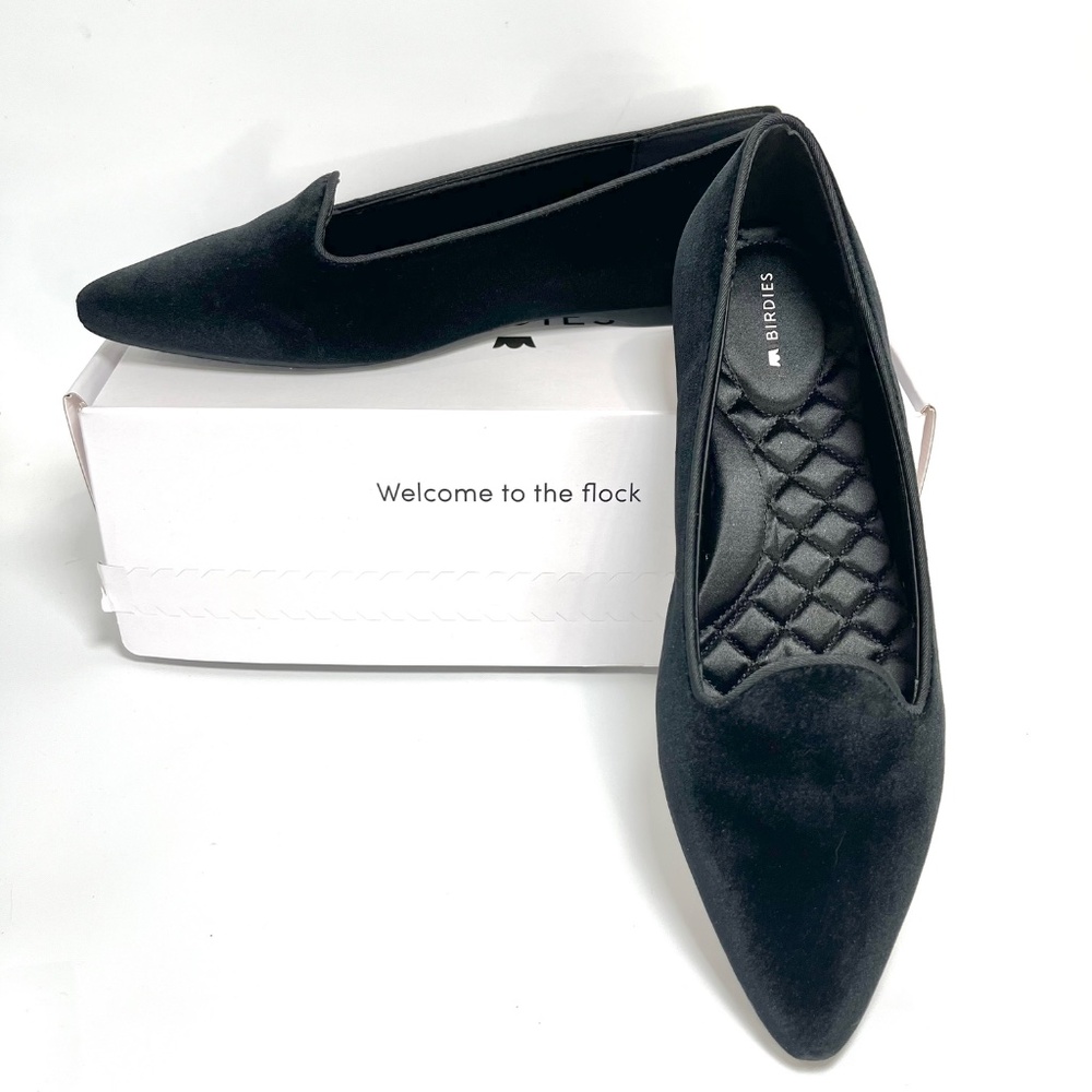 Birdies The Sparrow Pointy Loafer in Black Velvet 7.5 Black Velvet Loafers